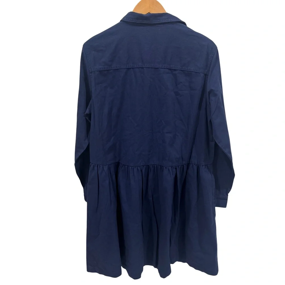 Draper James Utility Shirt Dress Washed Twill Nassau Navy XL NWT $150 Pockets - Picture 2 of 7